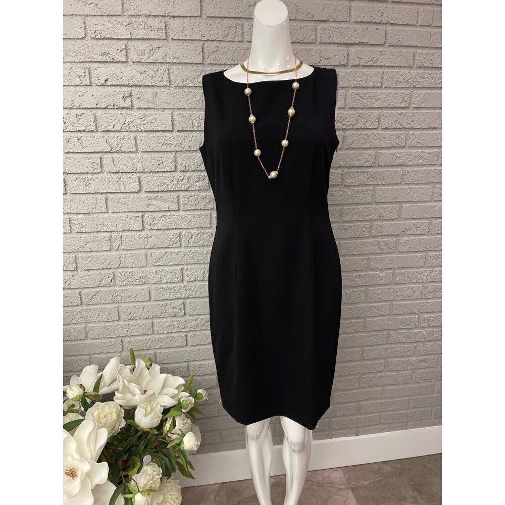 Calvin Klein Women Black Side Zipper Sheath Cocktail Dress Size 8